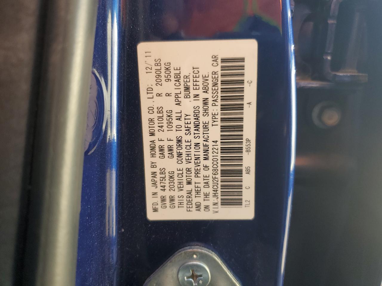 2012 Acura Tsx Tech VIN: JH4CU2F68CC012214 Lot: 85654145