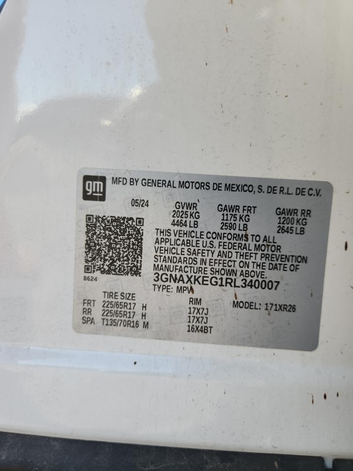 2024 Chevrolet Equinox Lt VIN: 3GNAXKEG1RL340007 Lot: 85305425