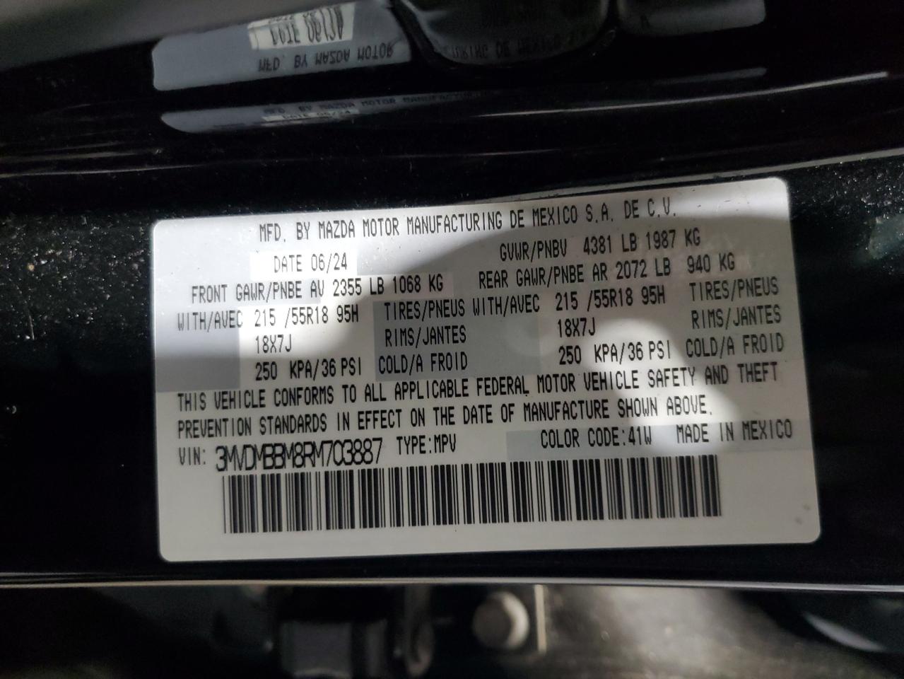 2024 Mazda Cx-30 Select VIN: 3MVDMBBM8RM703887 Lot: 84565085