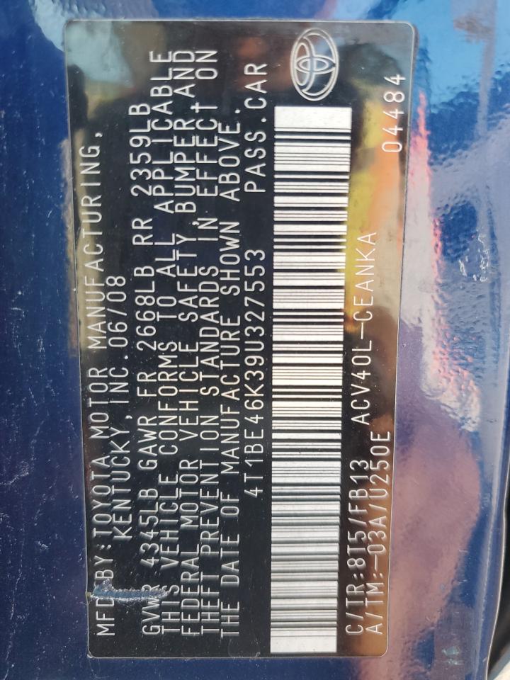 2009 Toyota Camry Base VIN: 4T1BE46K39U327553 Lot: 90038405