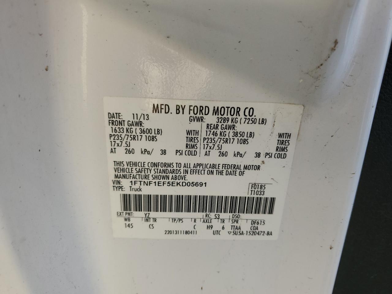 2014 Ford F150 VIN: 1FTNF1EF5EKD05691 Lot: 92621045