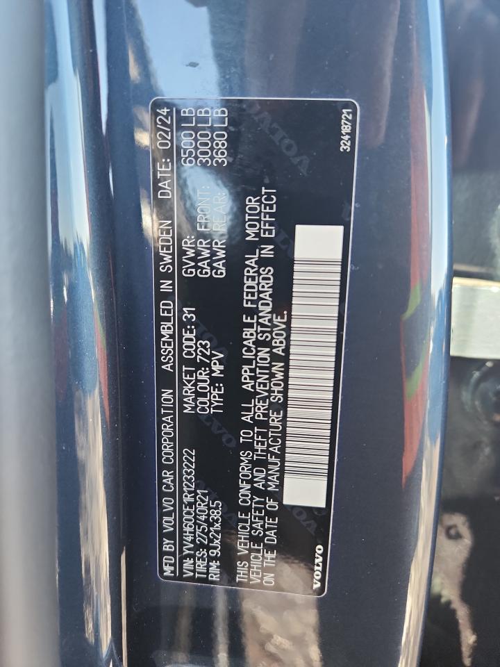 2024 Volvo Xc90 Plus VIN: YV4H60CE1R1233222 Lot: 85590825