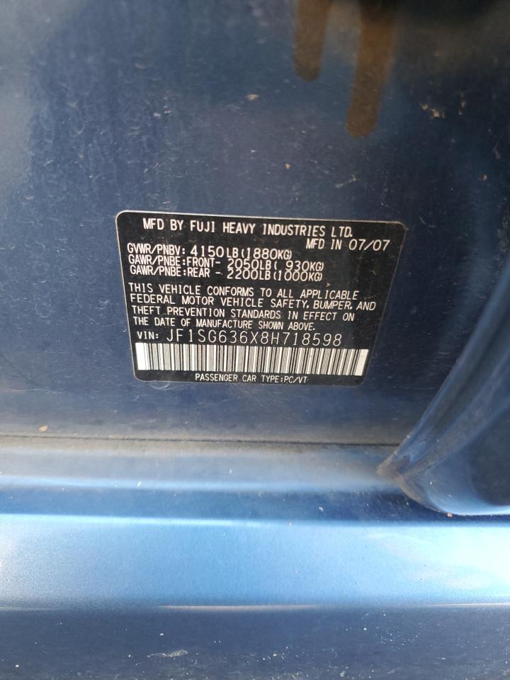 2008 Subaru Forester 2.5X VIN: JF1SG636X8H718598 Lot: 90740145