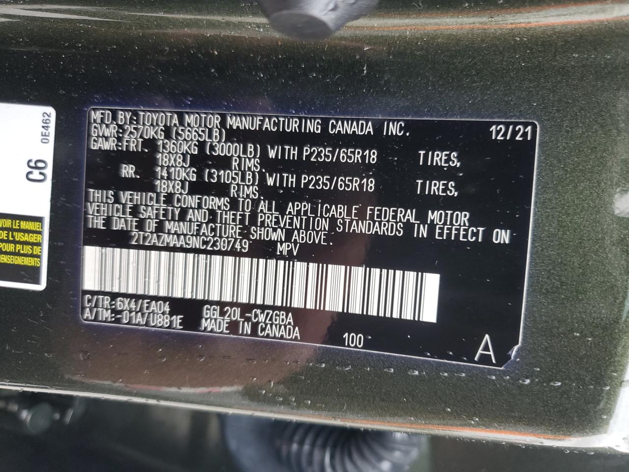 2022 Lexus Rx 350 Base VIN: 2T2AZMAA9NC230749 Lot: 90786125