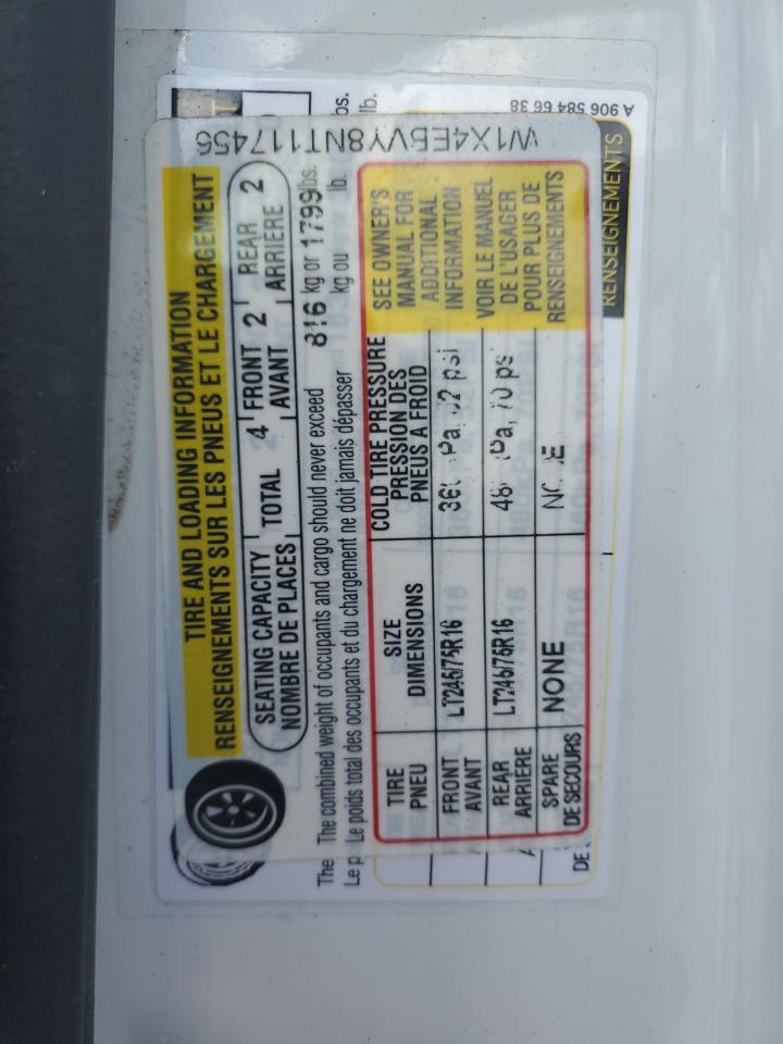 2022 Mercedes-Benz Sprinter 2500 VIN: W1X4EBVY8NT117456 Lot: 84521475