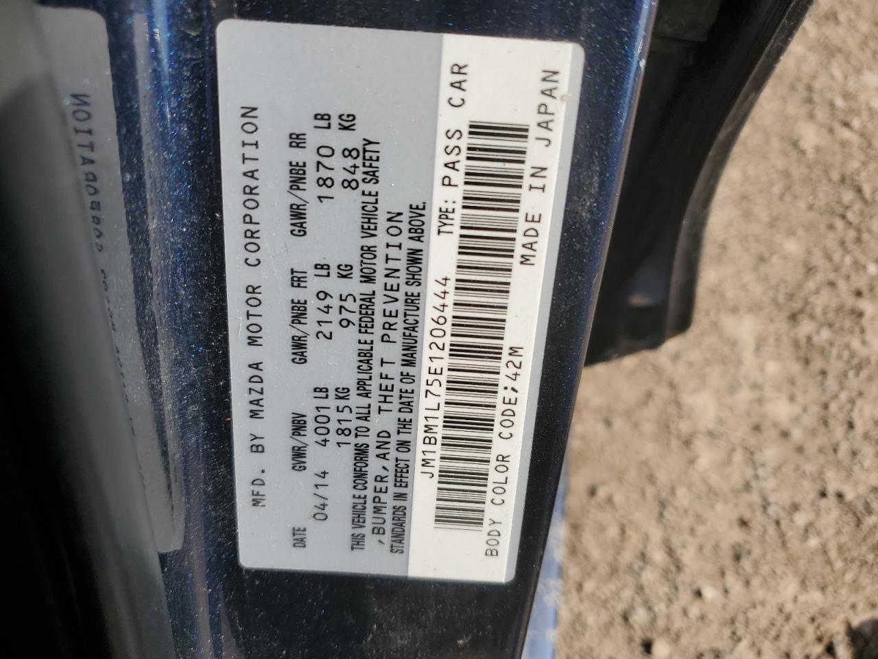 2014 Mazda 3 Touring VIN: JM1BM1L75E1206444 Lot: 85827225