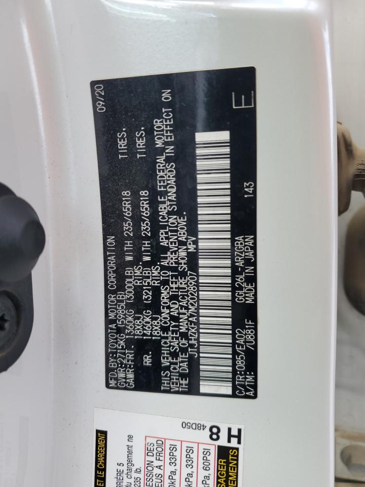 2021 Lexus Rx 350 L VIN: JTJHZKFA7M2028907 Lot: 89701865