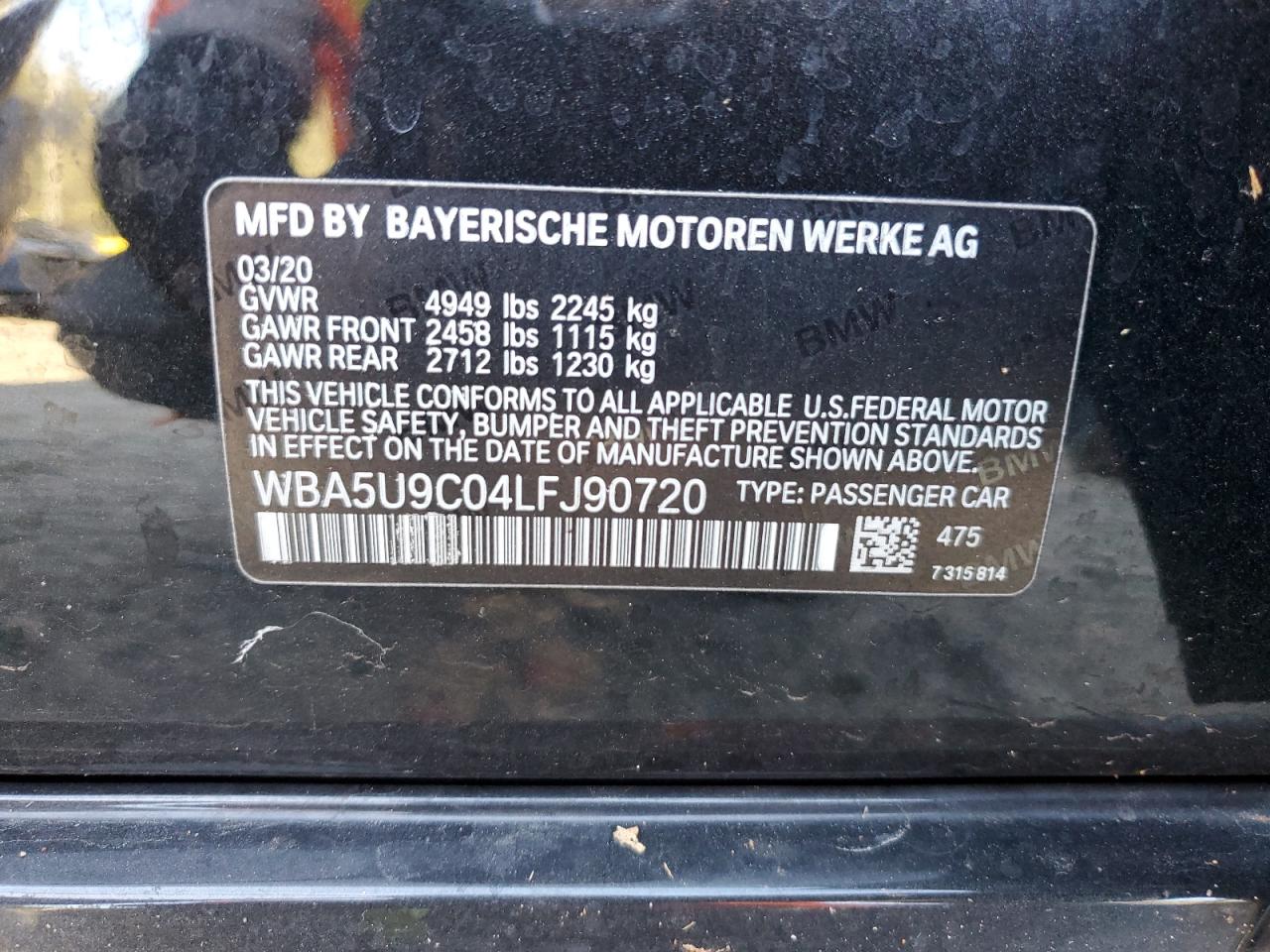 2020 BMW M340Xi VIN: WBA5U9C04LFJ90720 Lot: 84722325