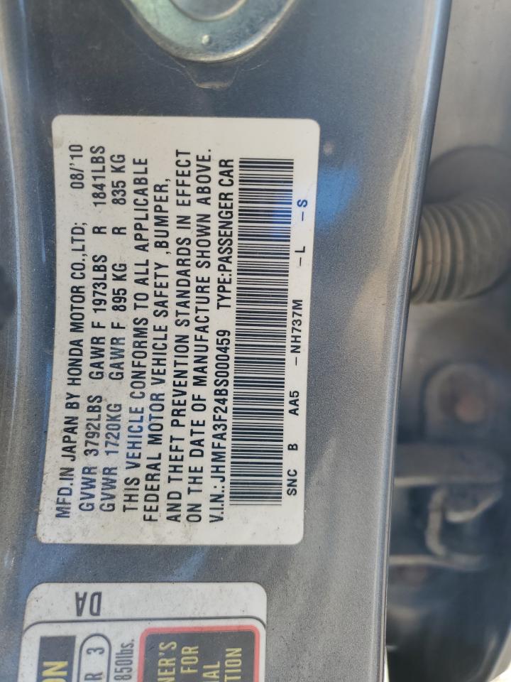 2011 Honda Civic Hybrid VIN: JHMFA3F24BS000459 Lot: 86176625