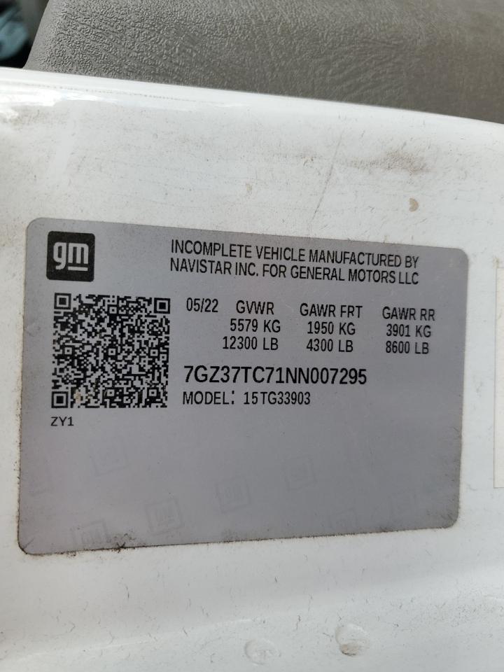 2022 GMC Savana Cutaway G3500 VIN: 7GZ37TC71NN007295 Lot: 85373585