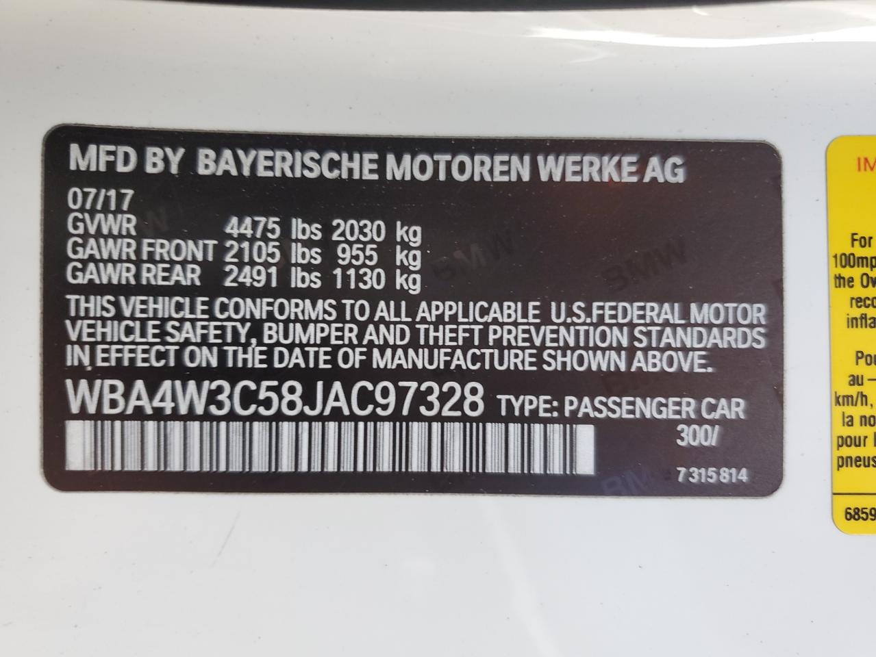 2018 BMW 430I VIN: WBA4W3C58JAC97328 Lot: 82713365