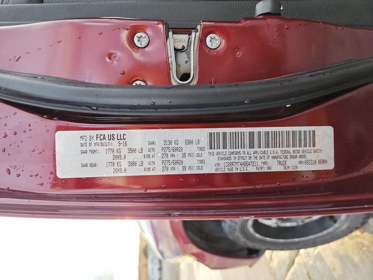 2017 Ram 1500 Sport VIN: 1C6RR7MT4HS547211 Lot: 86182035