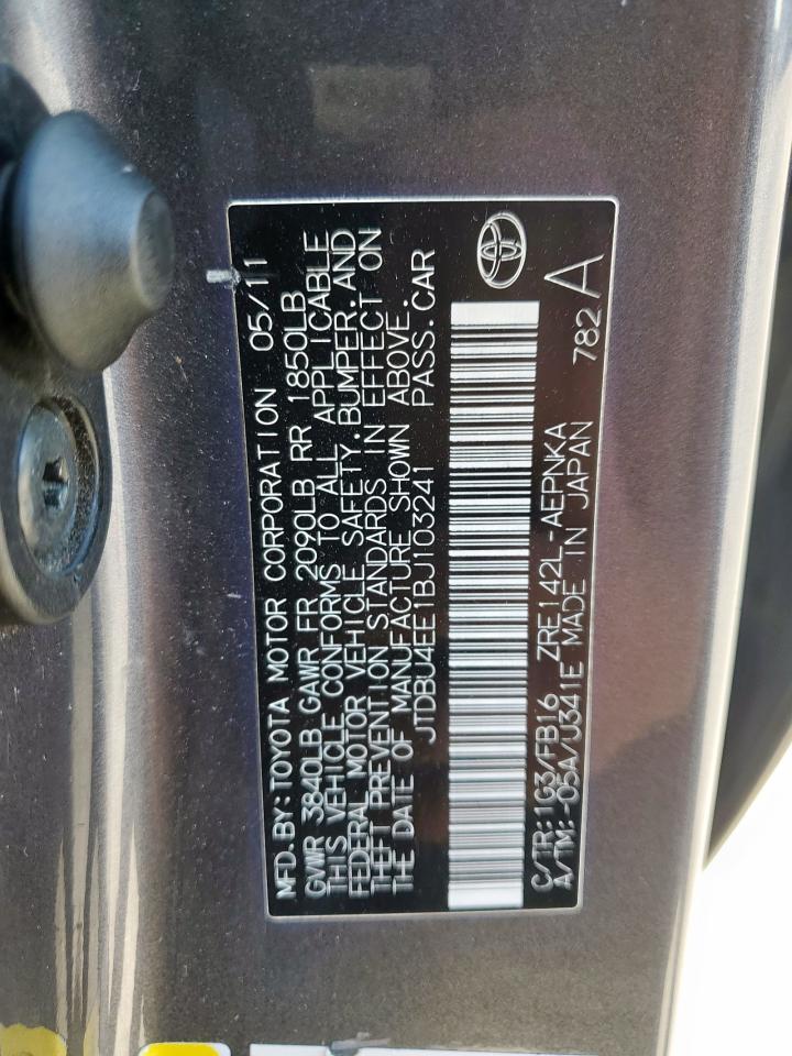 2011 Toyota Corolla Base VIN: JTDBU4EE1BJ103241 Lot: 90447215