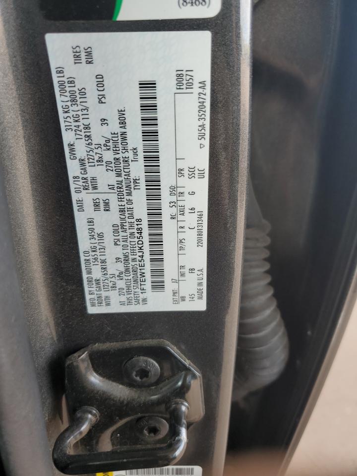 2018 Ford F150 Supercrew VIN: 1FTEW1E54JKD54818 Lot: 85832925