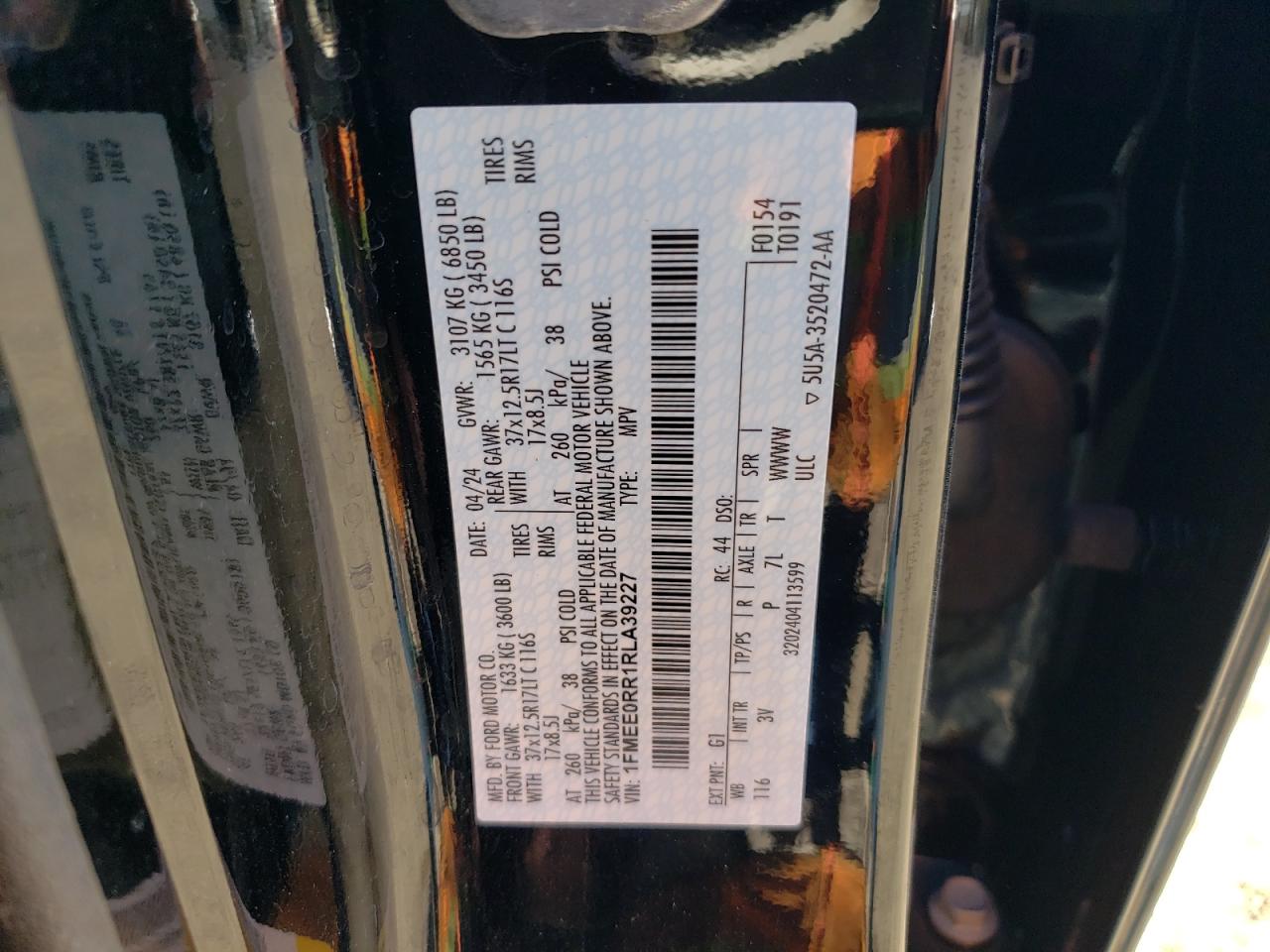 2024 Ford Bronco Raptor VIN: 1FMEE0RR1RLA39227 Lot: 82415555