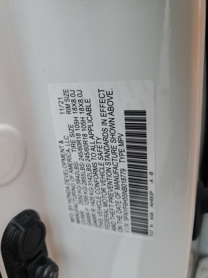 2022 Honda Pilot Exl VIN: 5FNYF6H55NB018779 Lot: 82413125