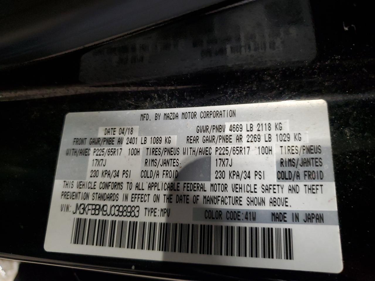 2018 Mazda Cx-5 Sport VIN: JM3KFBBM9J0398983 Lot: 87190455