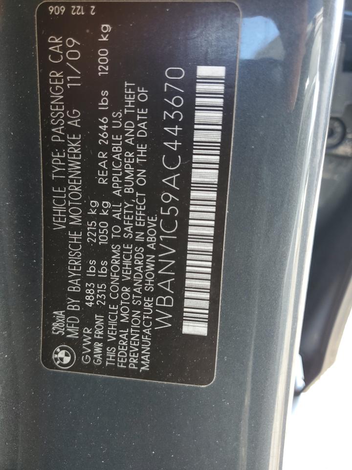 2010 BMW 528 Xi VIN: WBANV1C59AC443670 Lot: 82343365