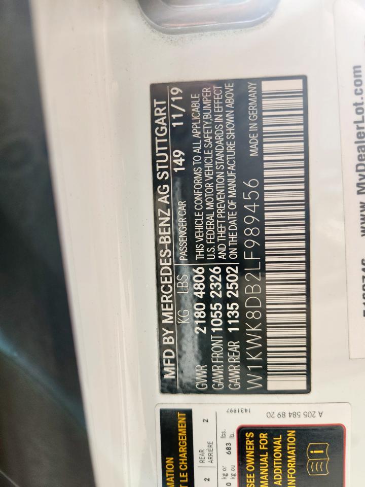 2020 Mercedes-Benz C 300 VIN: W1KWK8DB2LF989456 Lot: 86502665