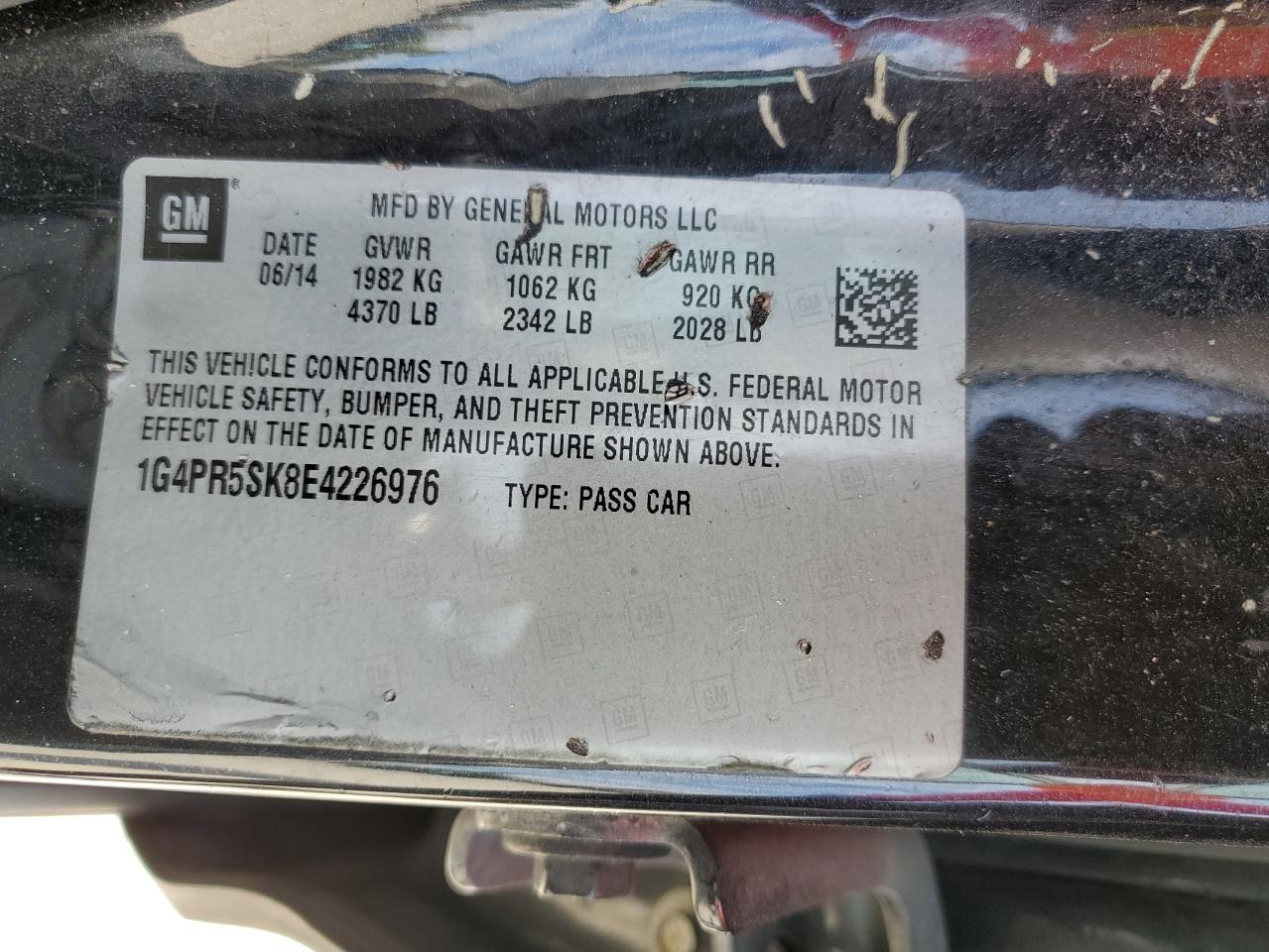 2014 Buick Verano Convenience VIN: 1G4PR5SK8E4226976 Lot: 86897405