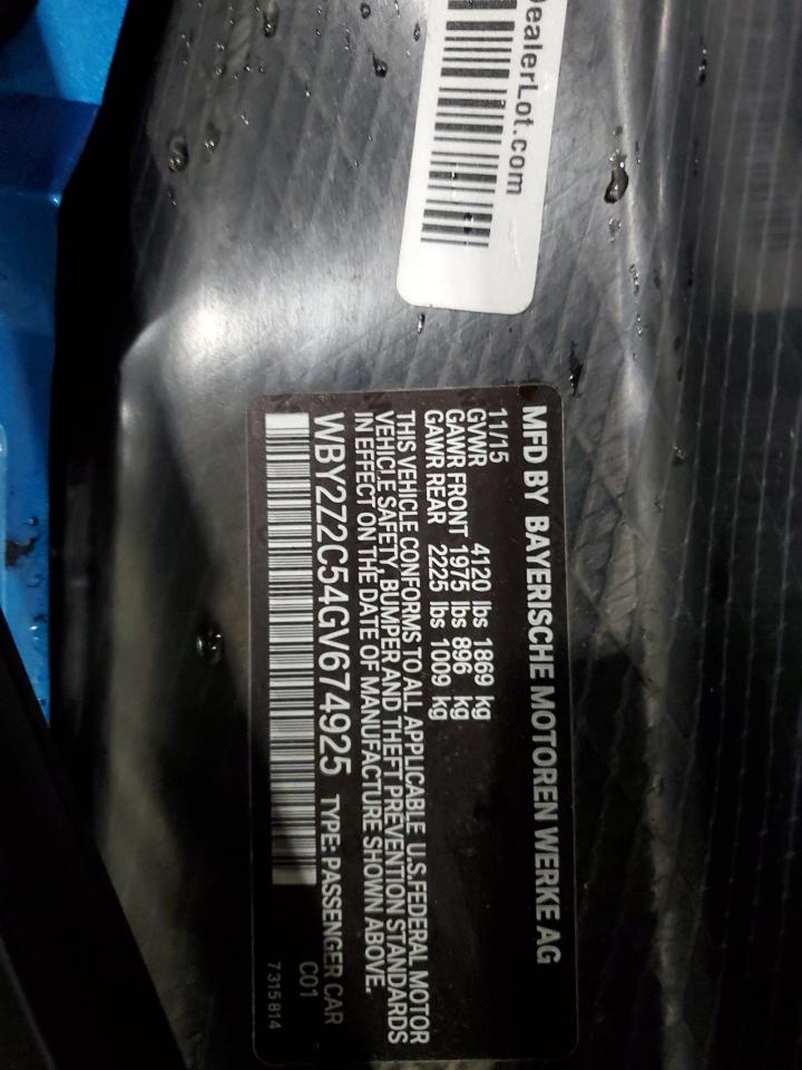 2016 BMW I8 VIN: WBY2Z2C54GV674925 Lot: 84628505