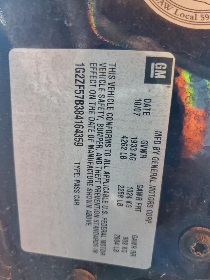 2008 Pontiac G6 Value Leader VIN: 1G2ZF57B384164359 Lot: 85582305