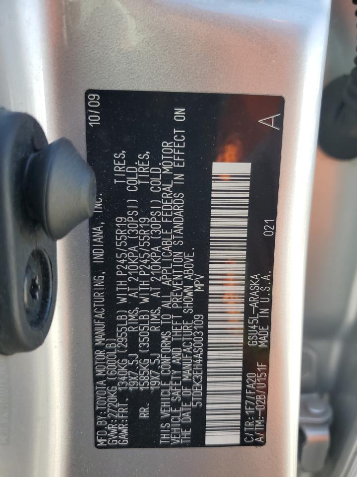 2010 Toyota Highlander Sport VIN: 5TDEK3EH4AS003109 Lot: 84806785