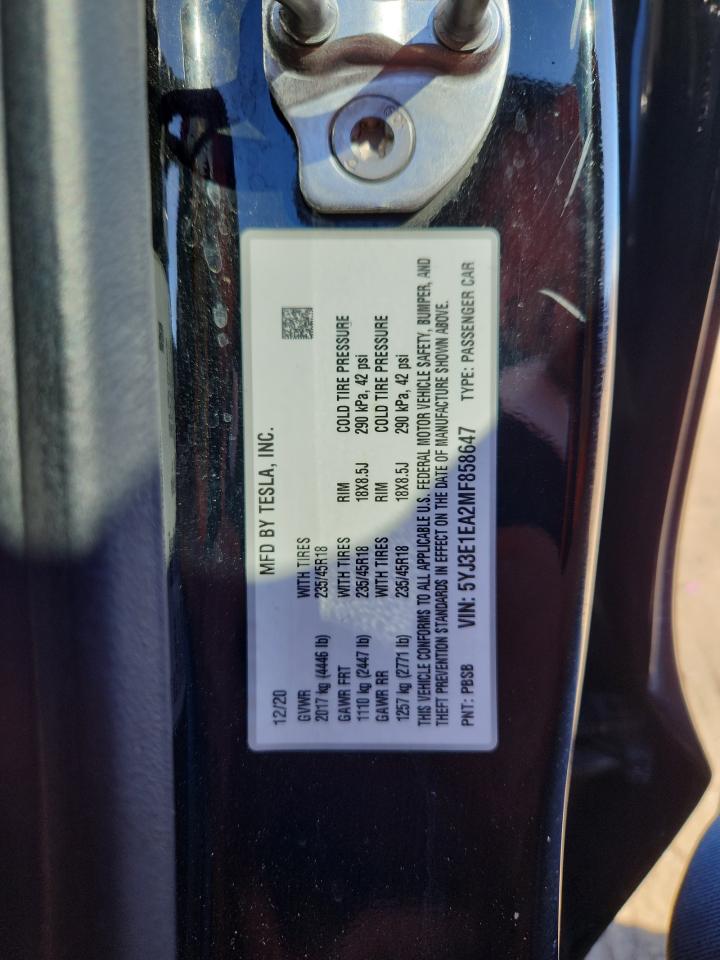 2021 Tesla Model 3 VIN: 5YJ3E1EA2MF858647 Lot: 90115115