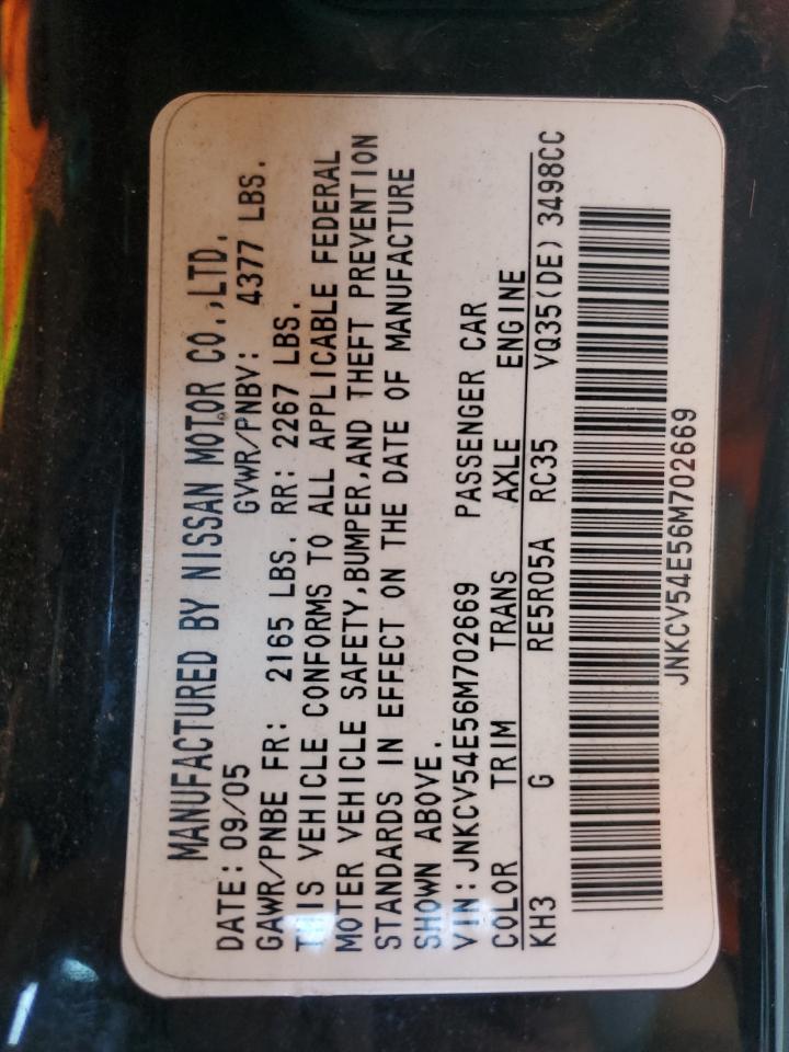 2006 Infiniti G35 VIN: JNKCV54E56M702669 Lot: 84815815