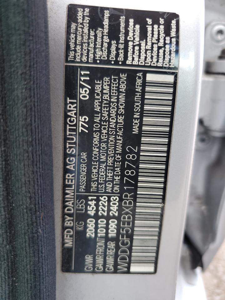 2011 Mercedes-Benz C 300 VIN: WDDGF5EBXBR178782 Lot: 90530945