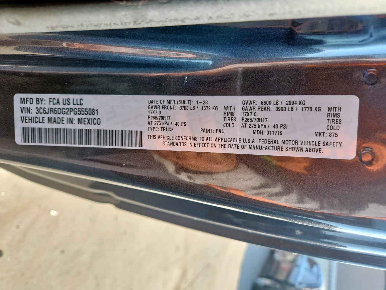 2023 Ram 1500 Classic Tradesman VIN: 3C6JR6DG2PG555081 Lot: 81915345