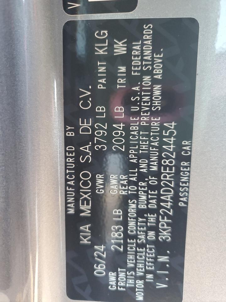 2024 Kia Forte Lx VIN: 3KPF24AD2RE824454 Lot: 87361225