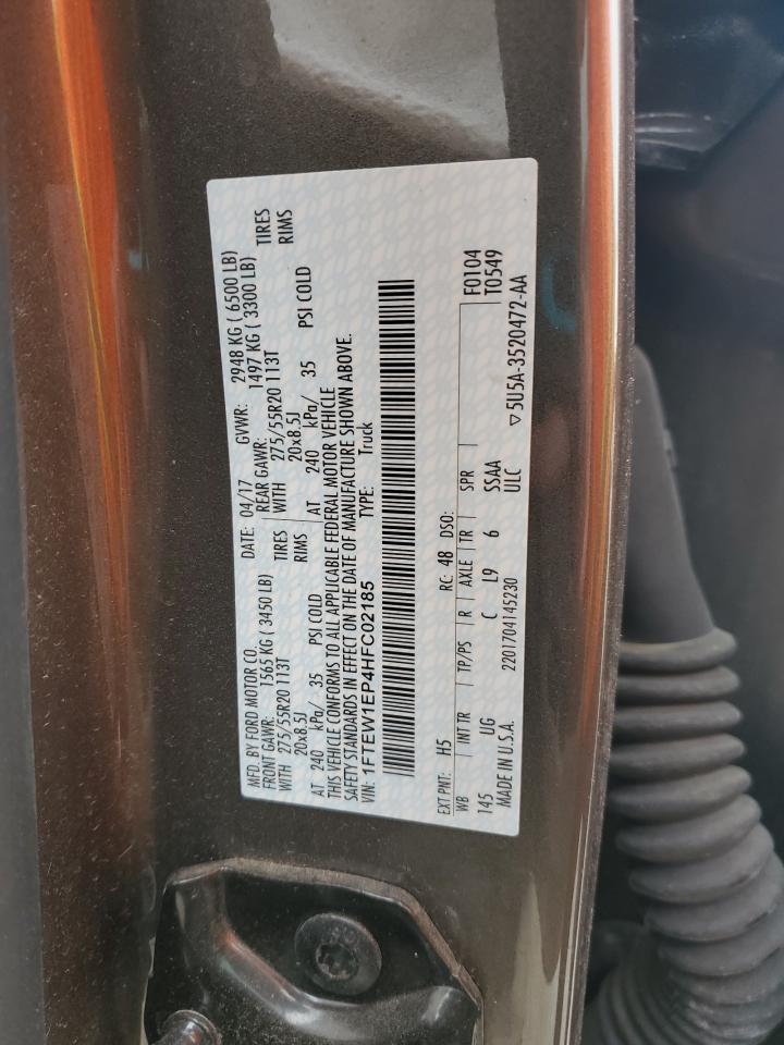 2017 Ford F150 Supercrew VIN: 1FTEW1EP4HFC02185 Lot: 82682505