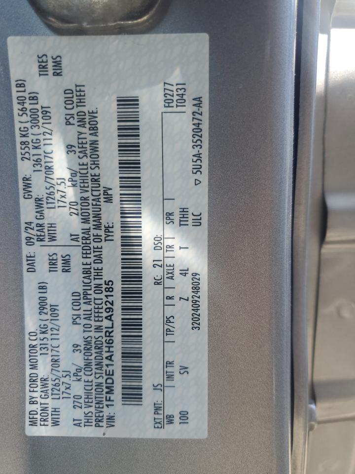 2024 Ford Bronco Black Diamond VIN: 1FMDE1AH6RLA92185 Lot: 90889755