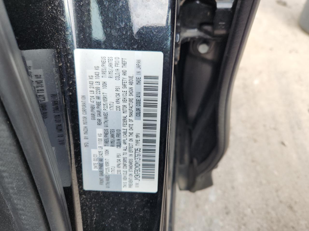 2021 Mazda Cx-5 Touring VIN: JM3KFBCM0M1379705 Lot: 86629465