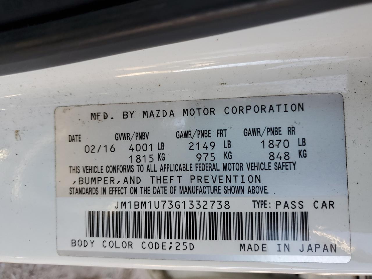 2016 Mazda 3 Sport VIN: JM1BM1U73G1332738 Lot: 82275625