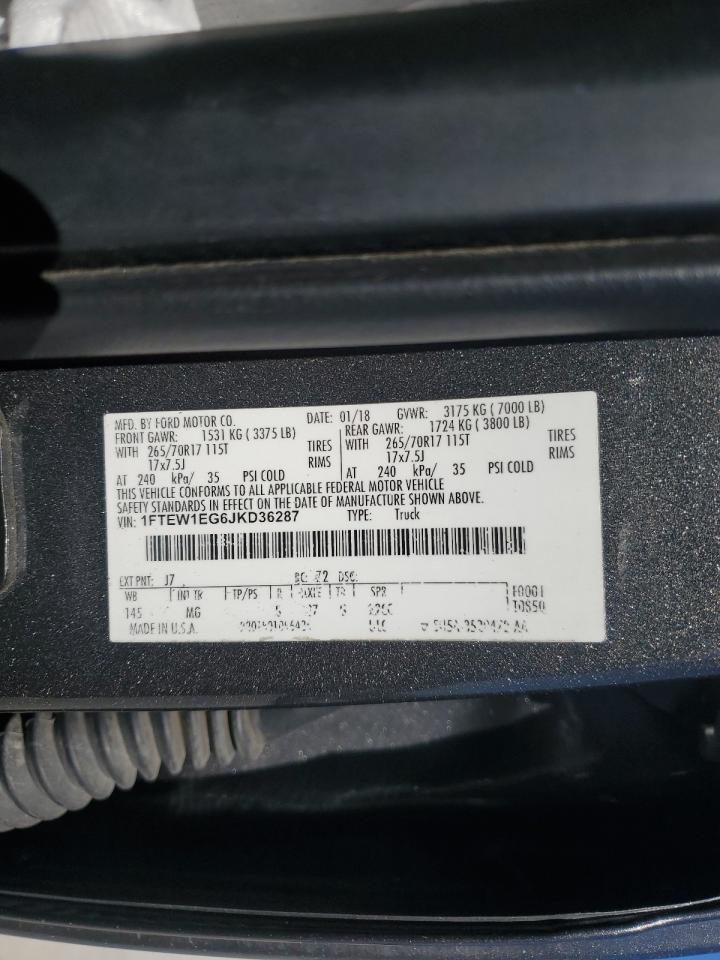 2018 Ford F150 Supercrew VIN: 1FTEW1EG6JKD36287 Lot: 86621845