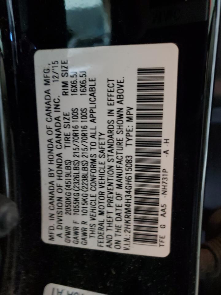 2016 Honda Cr-V Lx VIN: 2HKRM4H34GH615083 Lot: 85472525