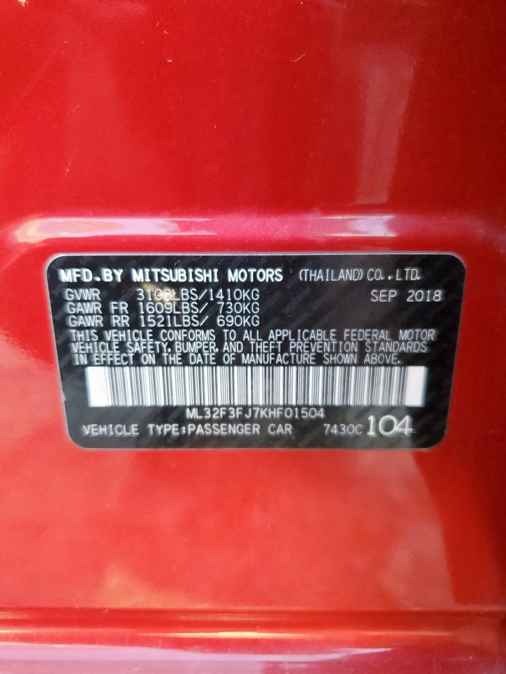 2019 Mitsubishi Mirage G4 Es VIN: ML32F3FJ7KHF01504 Lot: 90925265