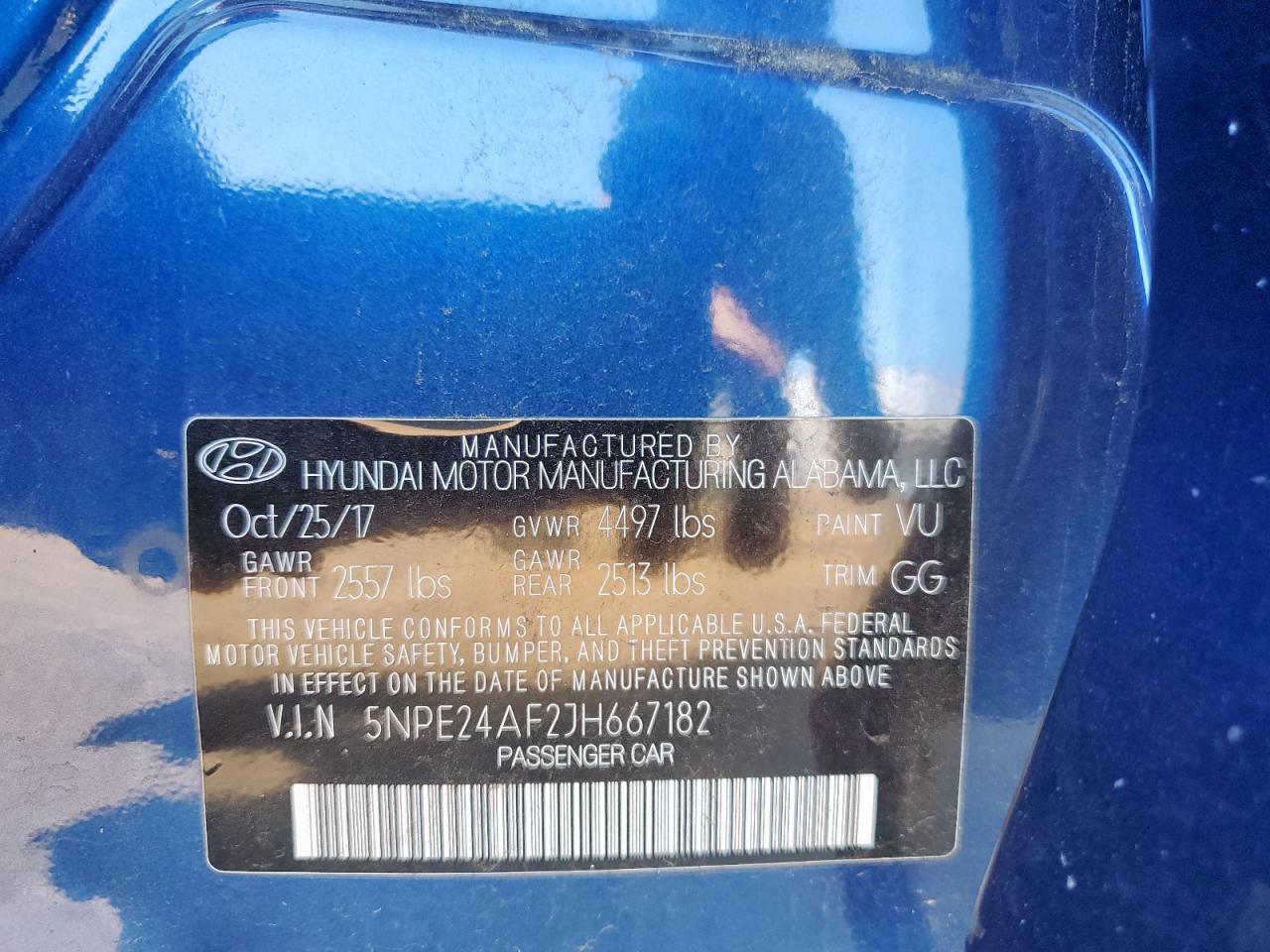 2018 Hyundai Sonata Se VIN: 5NPE24AF2JH667182 Lot: 81445715