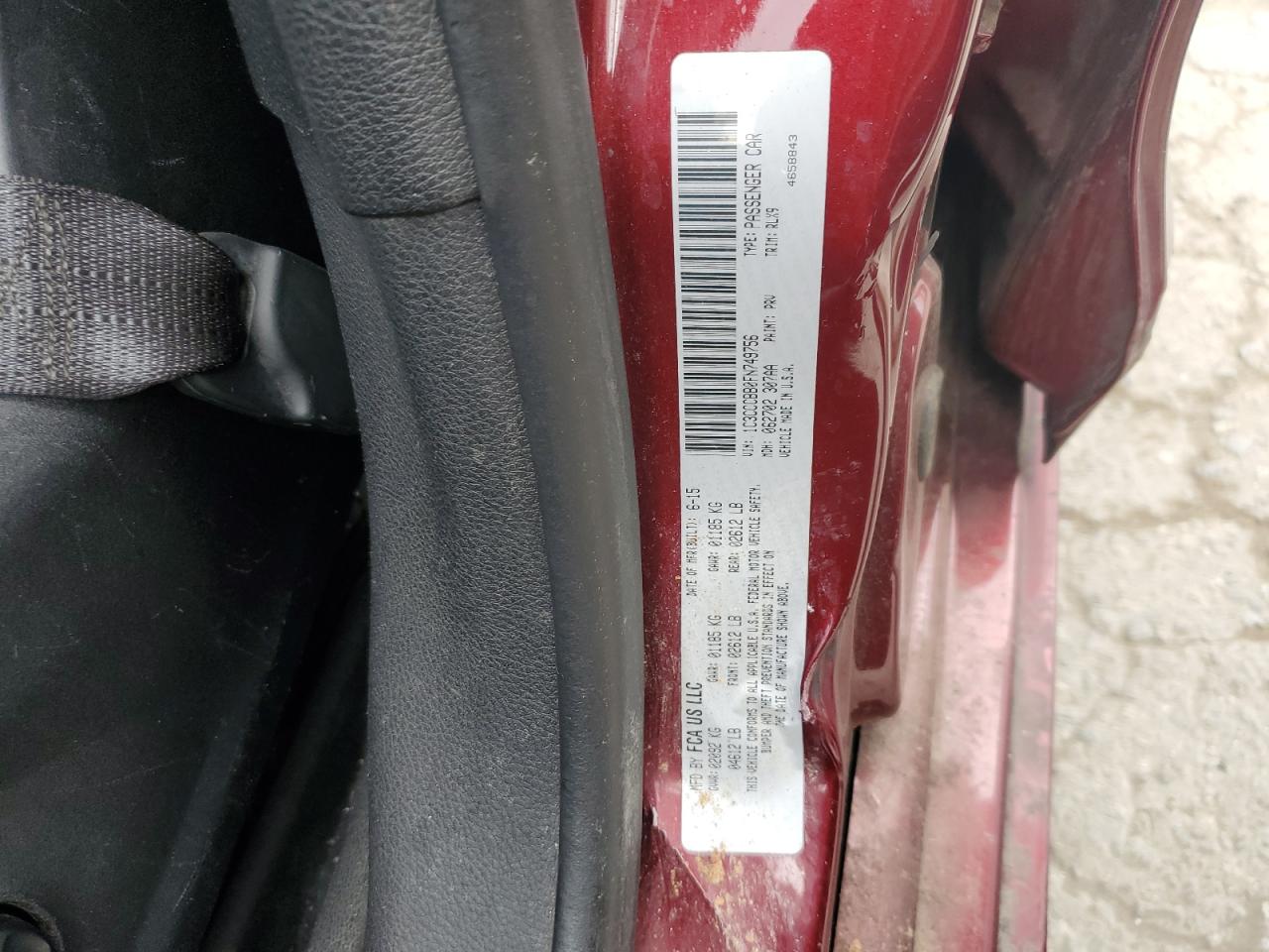 2015 Chrysler 200 S VIN: 1C3CCCBB0FN749756 Lot: 85602015