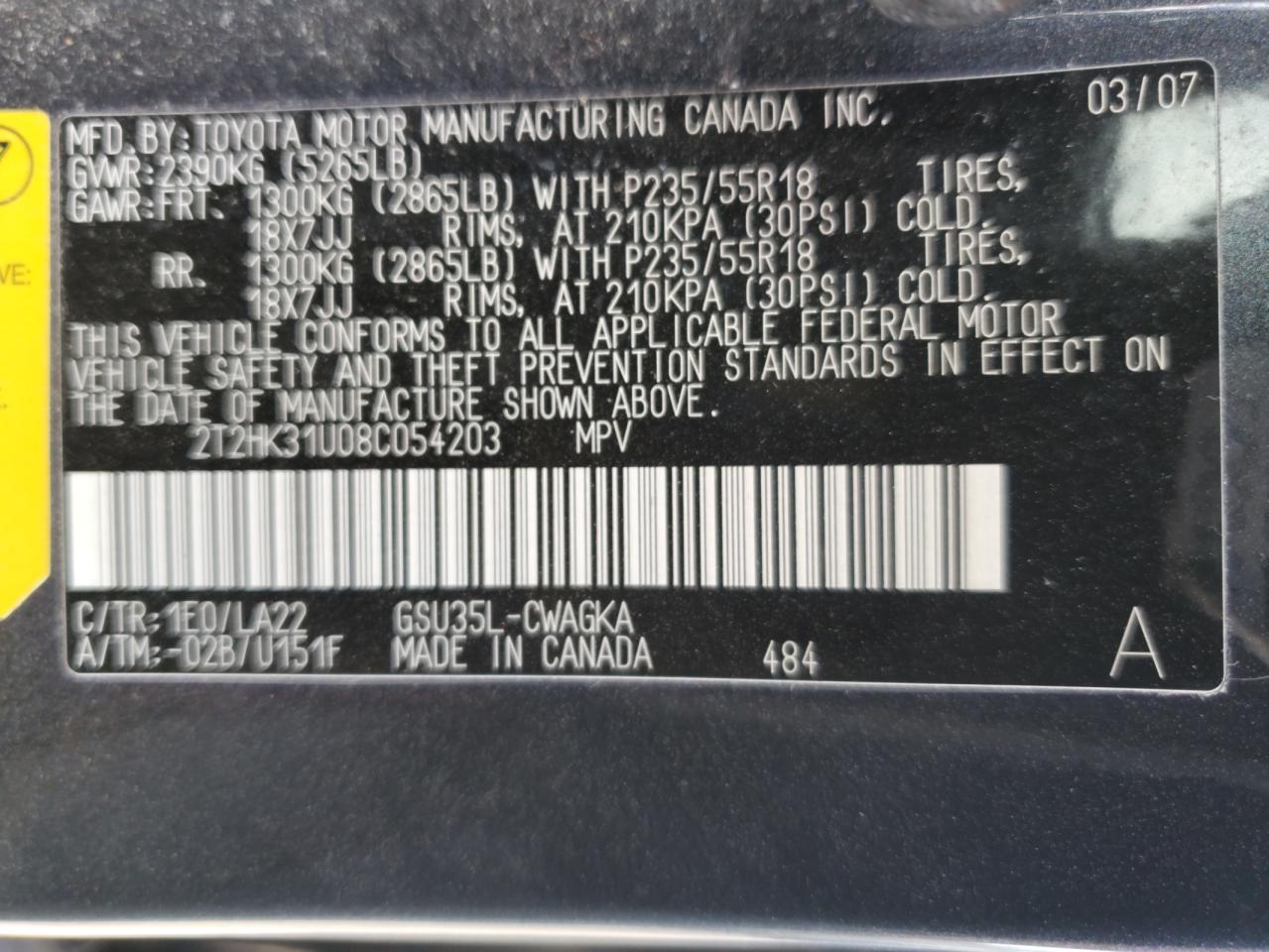 2008 Lexus Rx 350 VIN: 2T2HK31U08C054203 Lot: 82366235