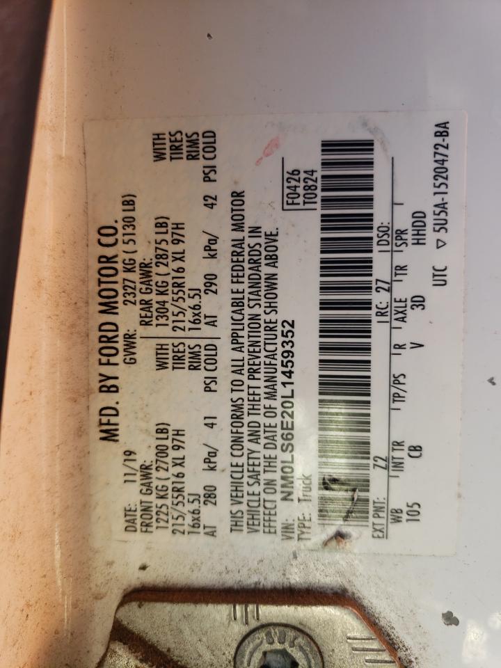 2020 Ford Transit Connect Xl VIN: NM0LS6E20L1459352 Lot: 70160565