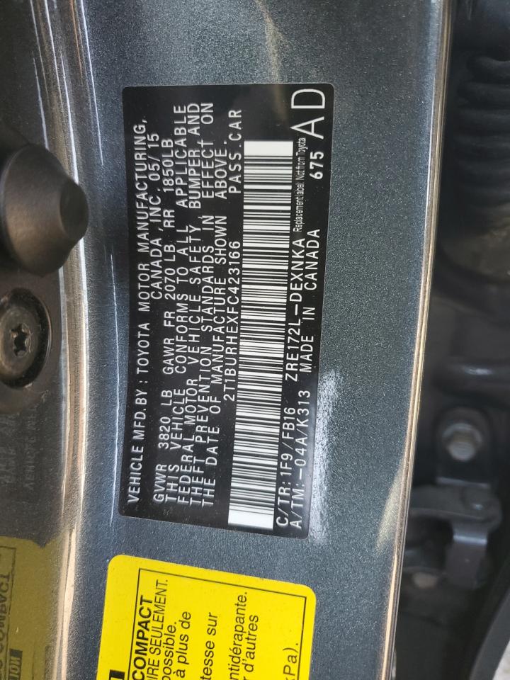 2015 Toyota Corolla L VIN: 2T1BURHEXFC423166 Lot: 84236065