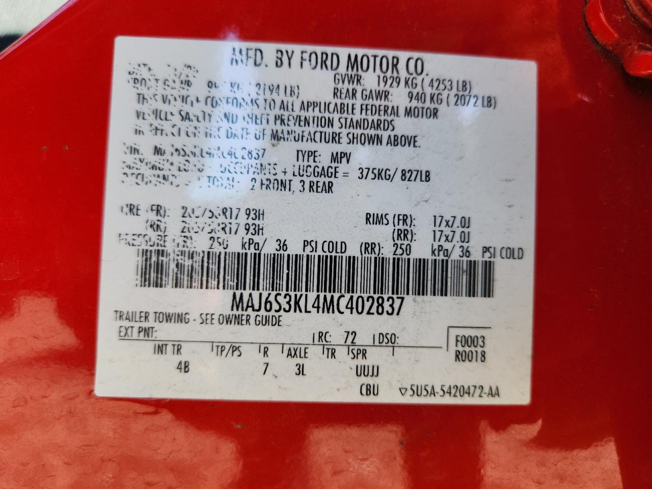 2021 Ford Ecosport Titanium VIN: MAJ6S3KL4MC402837 Lot: 87413545