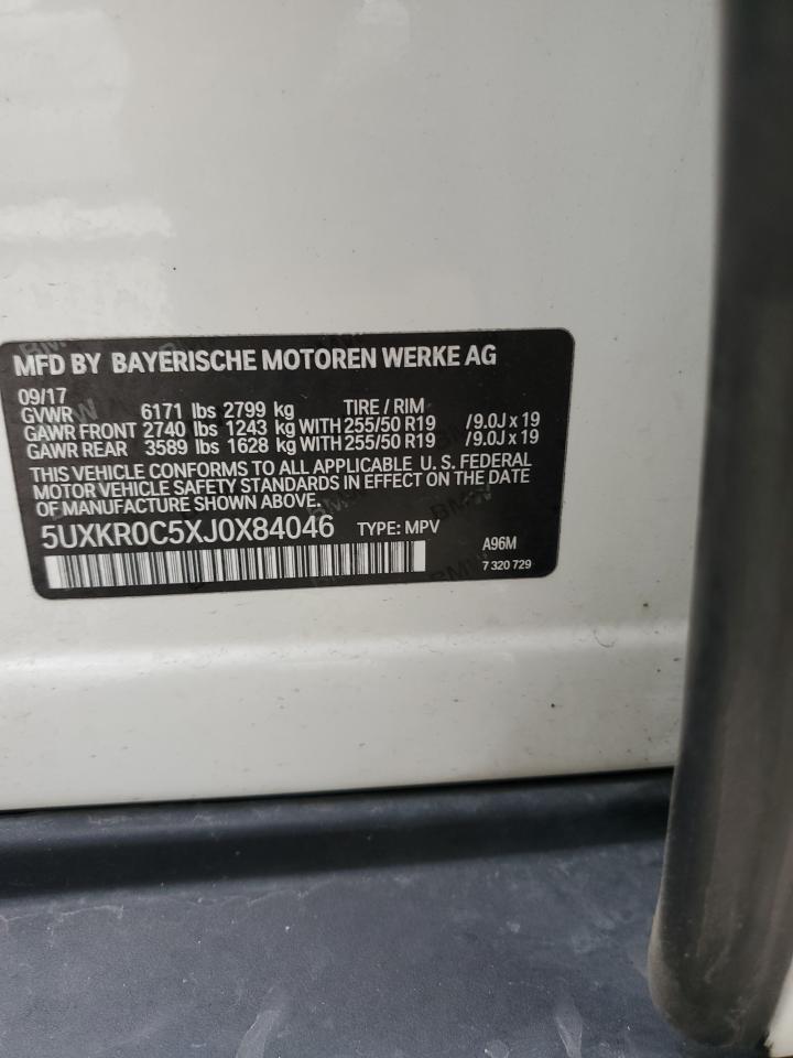 2018 BMW X5 xDrive35I VIN: 5UXKR0C5XJ0X84046 Lot: 86298485