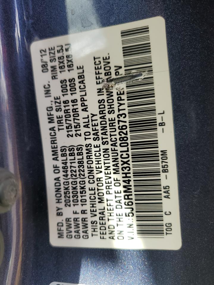 2012 Honda Cr-V Lx VIN: 5J6RM4H3XCL082673 Lot: 87075515