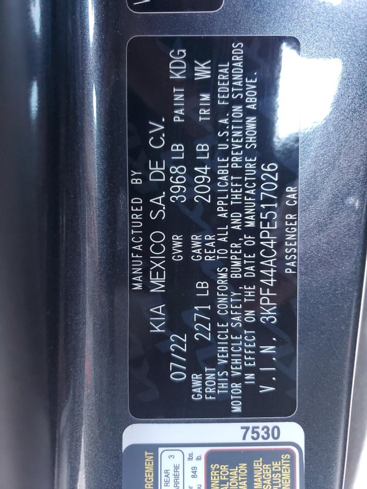 2023 Kia Forte Gt VIN: 3KPF44AC4PE517026 Lot: 82084005