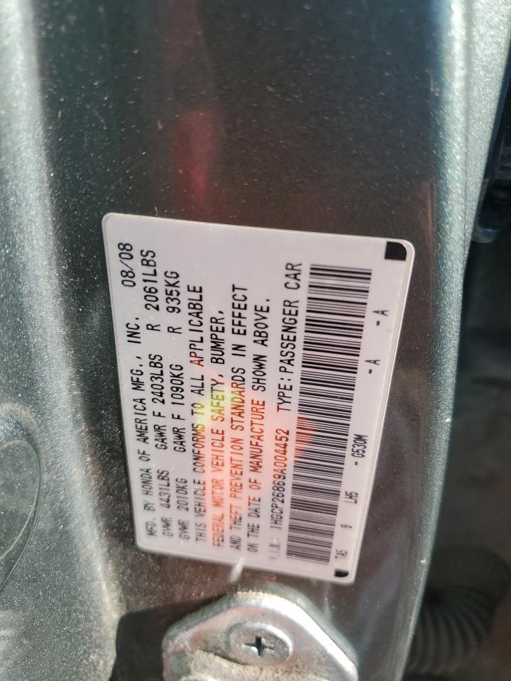 2009 Honda Accord Exl VIN: 1HGCP26869A004452 Lot: 85484175