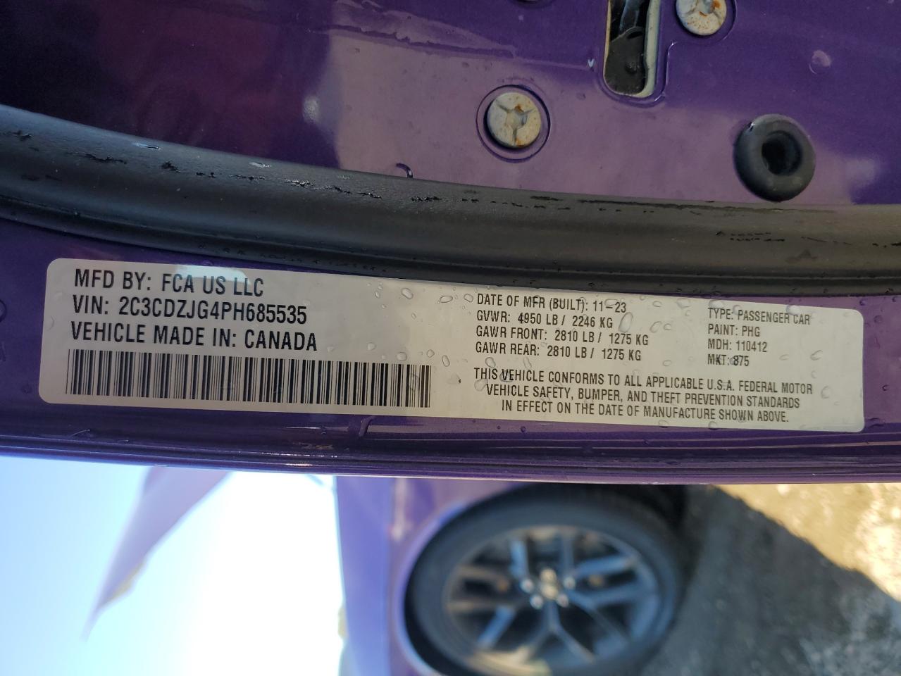 2023 Dodge Challenger Gt VIN: 2C3CDZJG4PH685535 Lot: 85282305